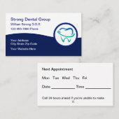 Cartes de rendez-vous du budget du bureau des dent (Devant / Derrière)