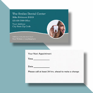 Cartes de rendez-vous du bureau dentaire