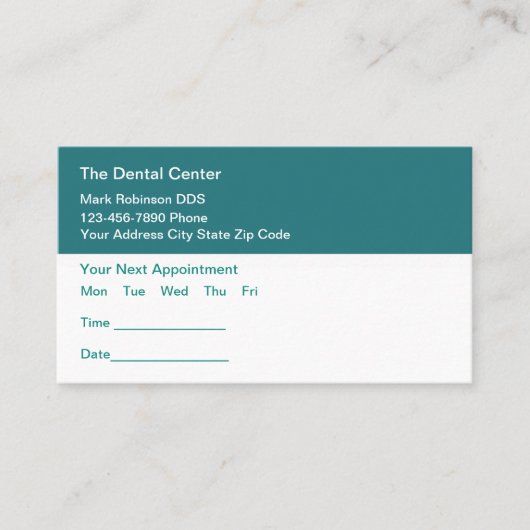 Cartes de rendez-vous du bureau dentaire budgétair (Devant)