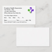 Cartes de rendez-vous du bureau Médicale de la san (Devant / Derrière)