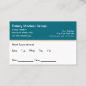 Cartes de rendez-vous du médecin Médicale de la fa (Devant)