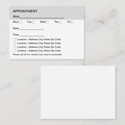 Cartes de rendez-vous en bloc budgétaires à plusie (Devant / Derrière)