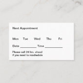 Cartes de rendez-vous familiales Médicale (Dos)