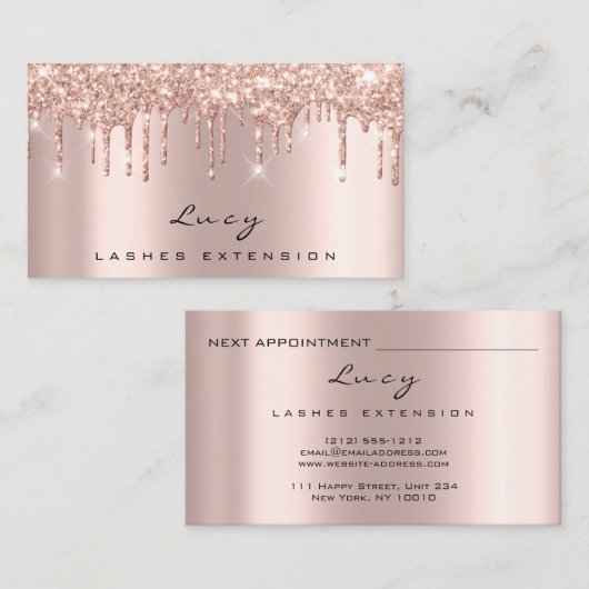 Cartes de rendez-vous Lashes Parties scintillant D (Devant / Derrière)