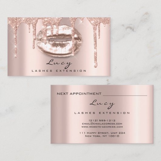 Cartes de rendez-vous Lèvres Parties scintillant D (Devant / Derrière)