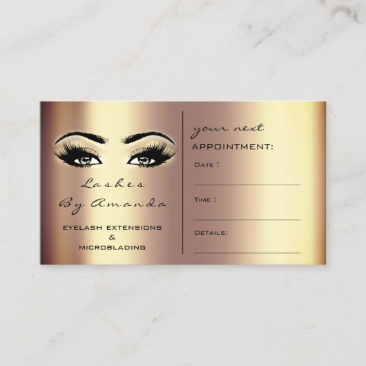 Cartes de rendez-vous Maquillage Artiste Gold Bron (Devant)