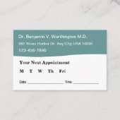 Cartes de rendez-vous Médicale pour le cabinet (Devant)