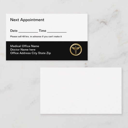 Cartes de rendez-vous Médicale simple (Devant / Derrière)