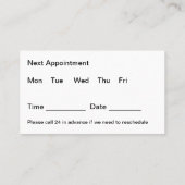 Cartes de rendez-vous Médicales classiques - Bulk  (Dos)