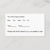 Cartes de rendez-vous Médicales modifiables simple (Dos)