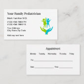 Cartes de rendez-vous pédiatrique Médicales (Devant / Derrière)