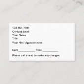 Cartes de rendez-vous pour clients de coiffeur (Dos)