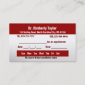 Cartes de rendez-vous pour dentiste - Couleur chan (Dos)