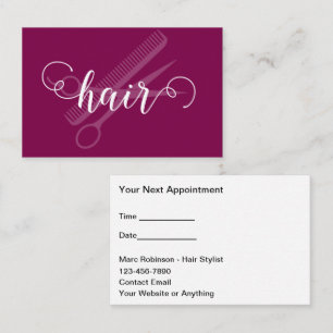Cartes de rendez-vous pour entreprise de coiffure