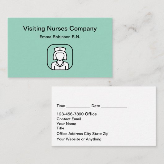 Cartes de rendez-vous pour infirmière visiteuse (Devant / Derrière)