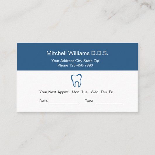 Cartes de rendez-vous pour les dentistes (Devant)