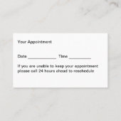 Cartes de rendez-vous pour l'impression numérique (Dos)