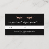 Cartes de rendez-vous rose Gold Lashes (Devant)