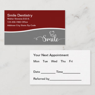 Cartes de rendez-vous sur le thème de la dentister