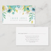 Cartes de rendez-vous turquoises peintes florales (Devant / Derrière)