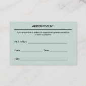 Cartes de rendez-vous vétérinaires de l'hôpital an (Dos)