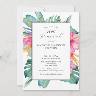 Cartes de Renouvellement de Vœux Fleurs Tropicales