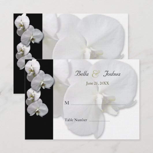 Cartes de Repas de Table à l'Orchidée Blanche (Devant / Derrière)