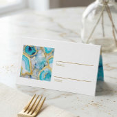 Cartes de Repas Marbre Sarcelle Veine Dorée