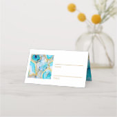 Cartes de Repas Marbre Sarcelle Veine Dorée (Devant)
