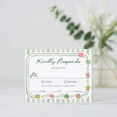 Cartes de réponse à rayures florales (Debout devant)