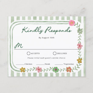 Cartes de réponse à rayures florales
