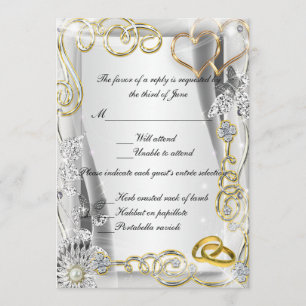 Cartes de réponse Anneaux de mariage et coeurs en 