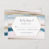 Cartes de réponse aquarelle bleue et or (Devant / Derrière)