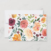 Cartes de réponse aquarelle florale d'automne (Dos)
