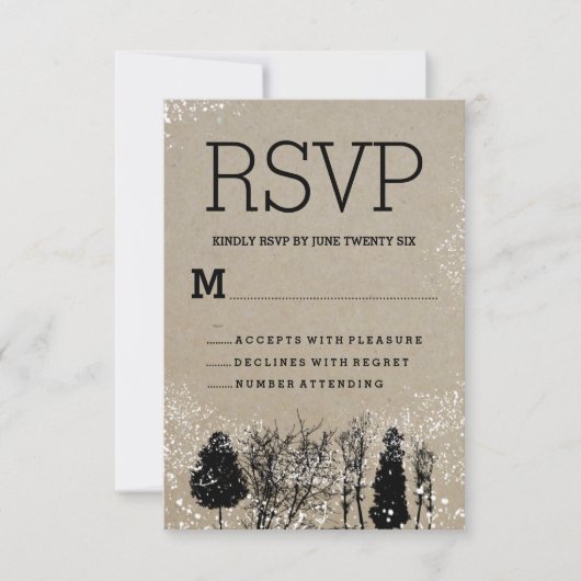 CARTES DE RÉPONSE ARBRE D'HIVER RUSTIQUE (Devant)
