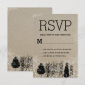 CARTES DE RÉPONSE ARBRE D'HIVER RUSTIQUE (Devant / Derrière)