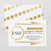 Cartes de réponse Art Déco RSVP années 20 Or Blanc (Devant / Derrière)