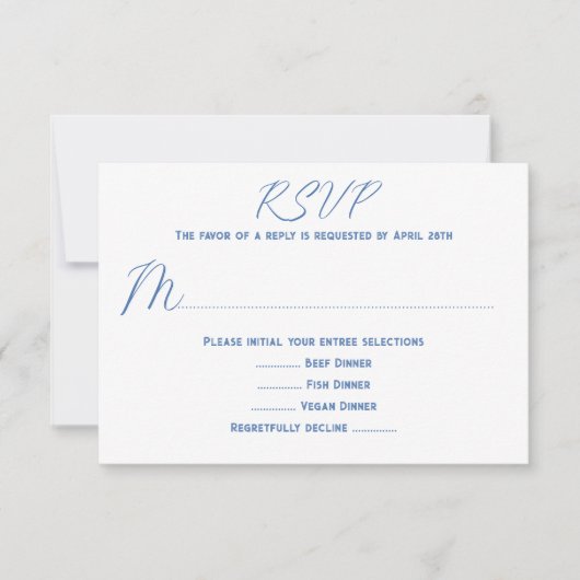 Cartes de réponse au menu de mariage blanc (Devant)