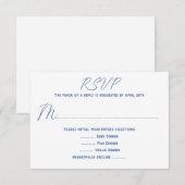 Cartes de réponse au menu de mariage blanc (Devant / Derrière)