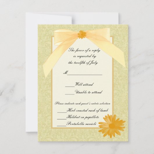 Cartes de réponse aux fleurs jaunes (Devant)