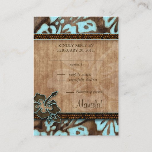 Cartes de réponse aux mariages de plage Hibiscus b (Devant)