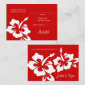 Cartes de réponse aux mariages de plage Hibiscus R (Devant / Derrière)