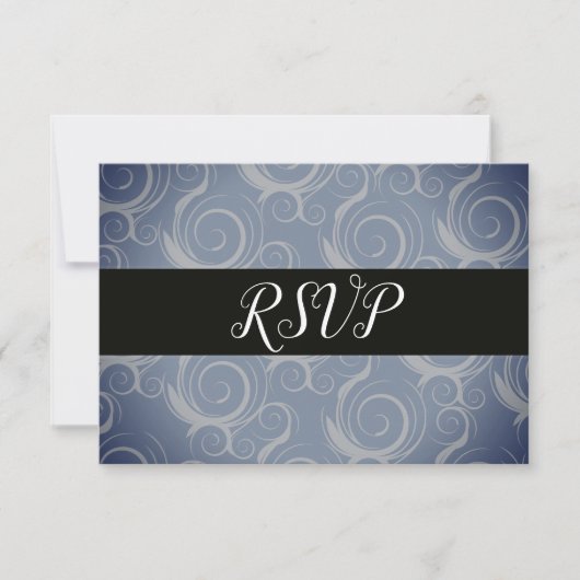 Cartes de réponse avec monogramme en volutes (Devant)
