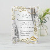 Cartes de réponse Bagues de mariage et cœurs en or (Debout devant)