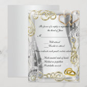 Cartes de réponse Bagues de mariage et cœurs en or (Devant / Derrière)