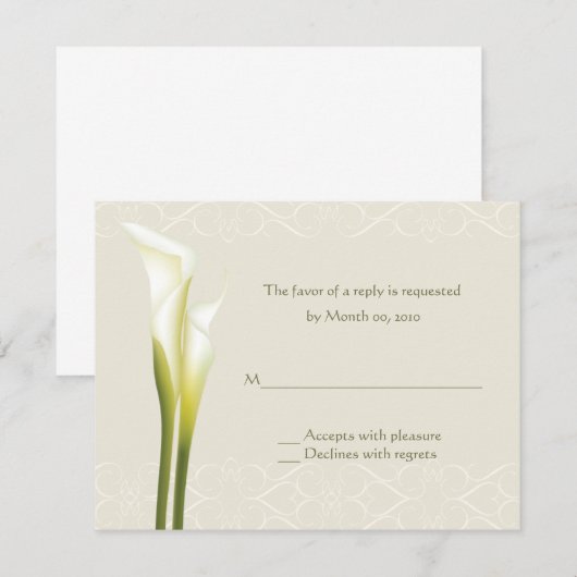 Cartes de réponse Calla Lily (Devant / Derrière)