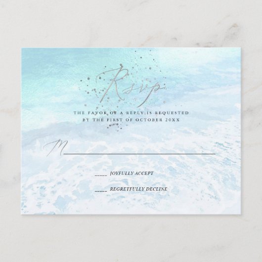 Cartes de réponse calligraphiées Crystal Blue Coas (Devant)