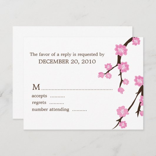 Cartes de réponse Cherry Blossoms (Devant / Derrière)