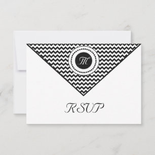 Cartes de réponse Chevron noir et blanc