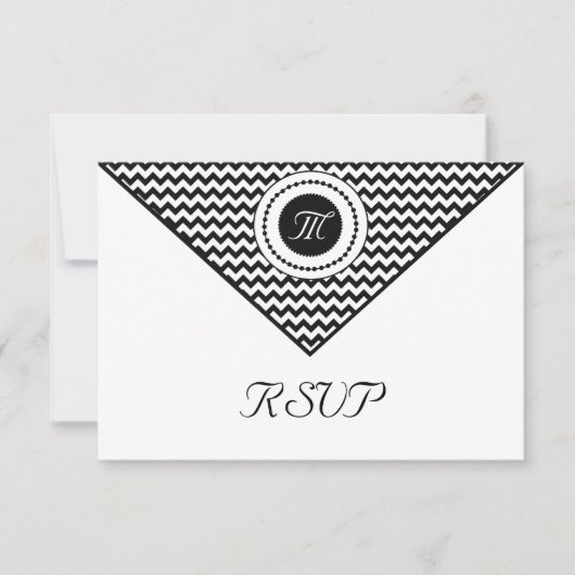 Cartes de réponse Chevron noir et blanc (Devant)